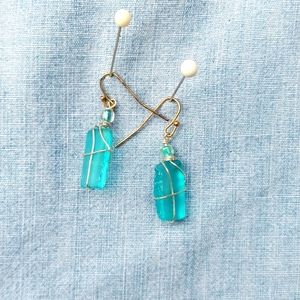 Caribbean blue seaglass earrings